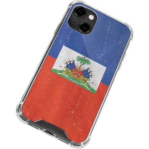 Haiti Flag Distressed iPhone 14 Clear Case